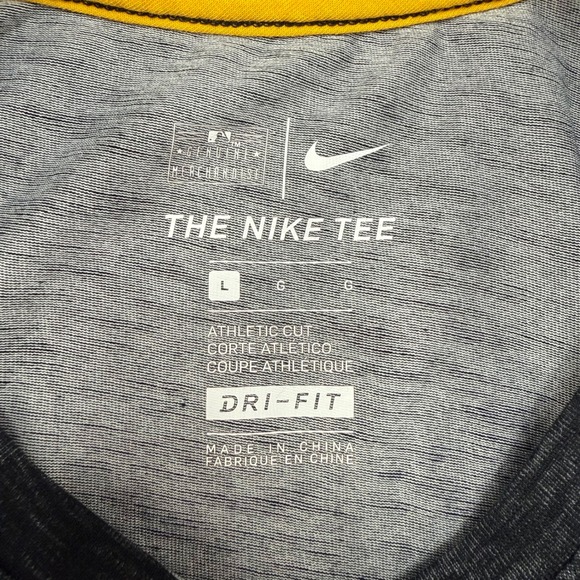 Nike Pittsburgh Pirates Dri Fit Athletic Cut T Shirt Mens Large‎ Gray Yellow - Picture 6 of 8
